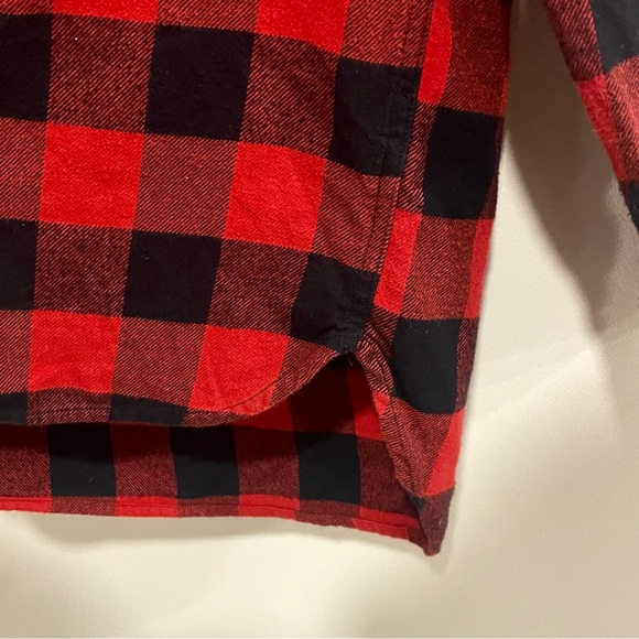 MADEWELL Ex Boyfriend Buffalo Check Flannel Button Down - Red Black Size Small - Picture 4 of 10